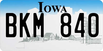 IA license plate BKM840
