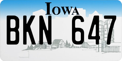 IA license plate BKN647