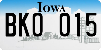 IA license plate BKO015