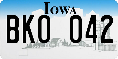 IA license plate BKO042