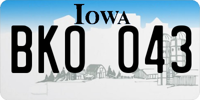 IA license plate BKO043