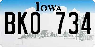 IA license plate BKO734