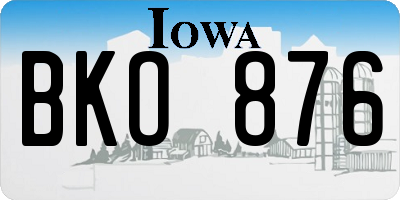 IA license plate BKO876