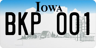 IA license plate BKP001