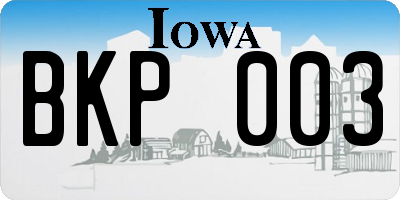 IA license plate BKP003