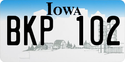 IA license plate BKP102