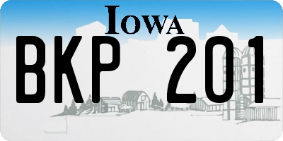 IA license plate BKP201