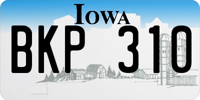 IA license plate BKP310