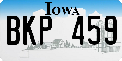 IA license plate BKP459