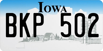IA license plate BKP502