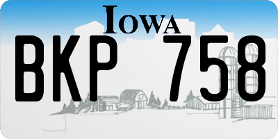 IA license plate BKP758