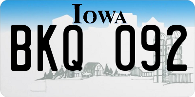 IA license plate BKQ092