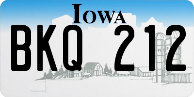 IA license plate BKQ212