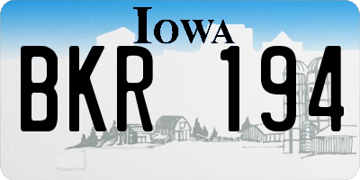 IA license plate BKR194