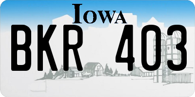IA license plate BKR403