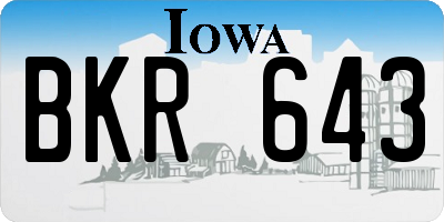 IA license plate BKR643