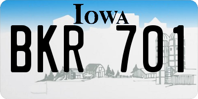 IA license plate BKR701