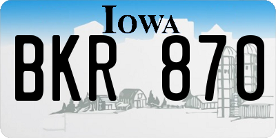 IA license plate BKR870