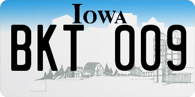 IA license plate BKT009