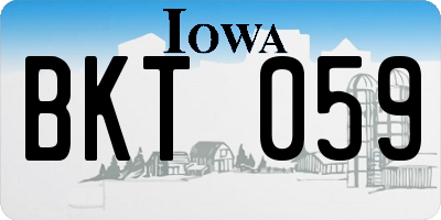 IA license plate BKT059