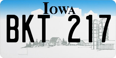 IA license plate BKT217