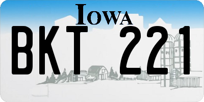 IA license plate BKT221