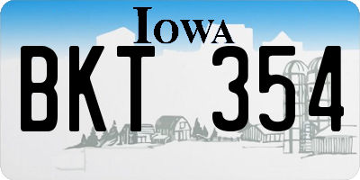 IA license plate BKT354