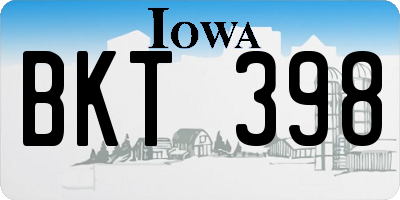 IA license plate BKT398