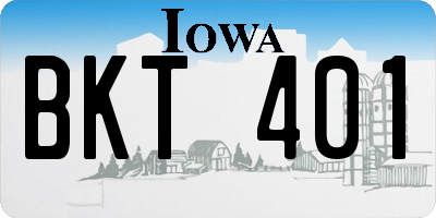 IA license plate BKT401