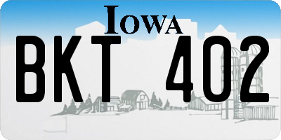 IA license plate BKT402