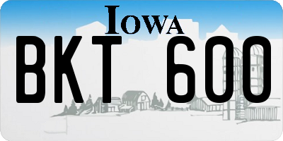IA license plate BKT600