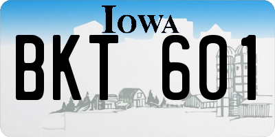 IA license plate BKT601