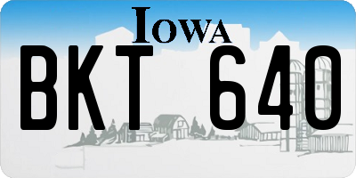 IA license plate BKT640