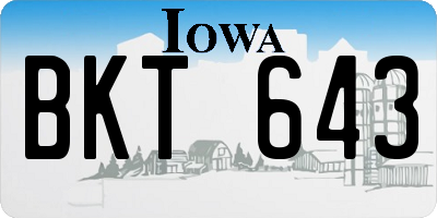 IA license plate BKT643