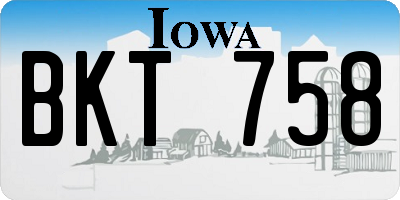 IA license plate BKT758
