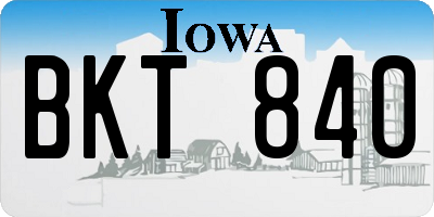 IA license plate BKT840