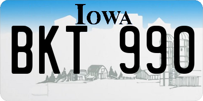 IA license plate BKT990