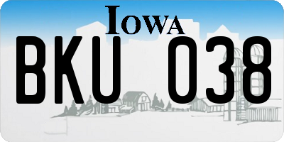 IA license plate BKU038