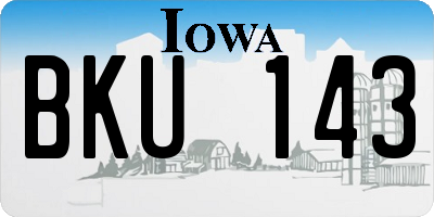 IA license plate BKU143