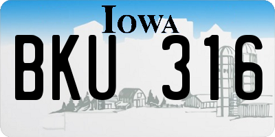 IA license plate BKU316