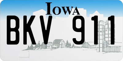 IA license plate BKV911