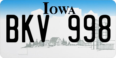 IA license plate BKV998
