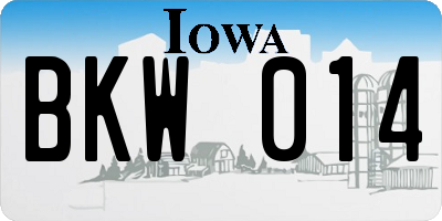 IA license plate BKW014
