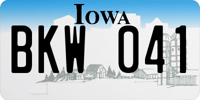 IA license plate BKW041
