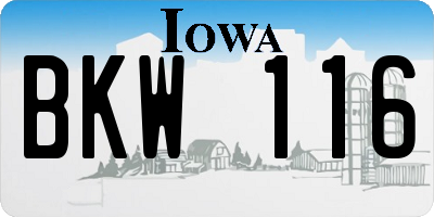 IA license plate BKW116