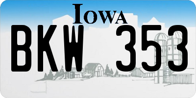 IA license plate BKW353