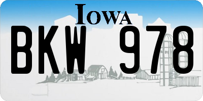 IA license plate BKW978