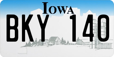 IA license plate BKY140