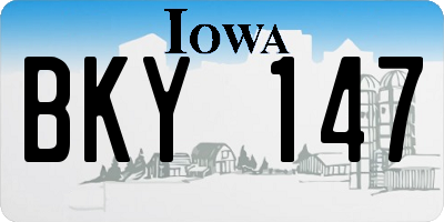 IA license plate BKY147