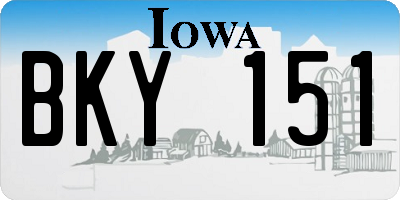 IA license plate BKY151